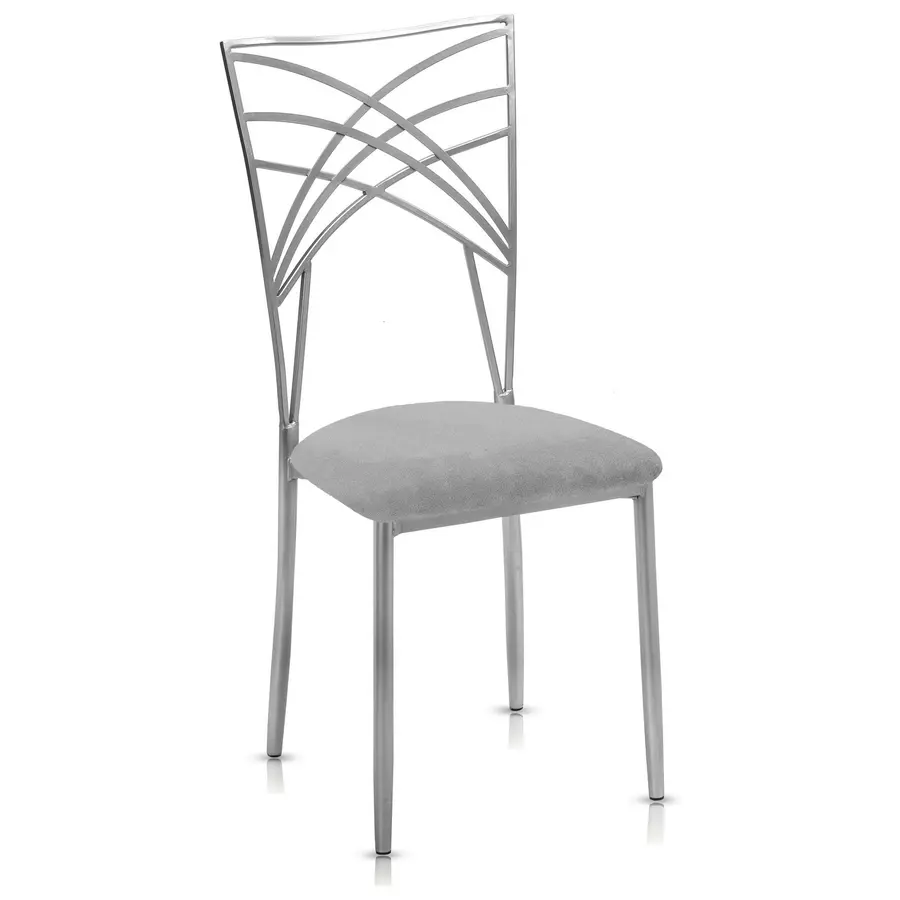 Стул «Хамелеон» серебряный, светло-серая подушка из бархата - Фото основное 1