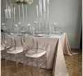 Скатерть прямая широкая бархатная кремовая - Фото миниатюра 3